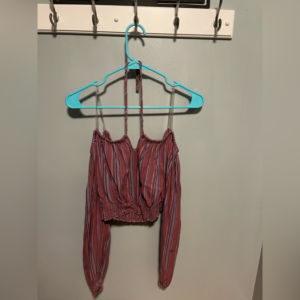 Aeropostale Maroon stripped of the shoulder neck tie top size M